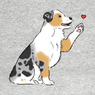 Australian Shepherd and Heart, Sweet Aussie Dog, Aussie Mom, Aussie Dad T-Shirt